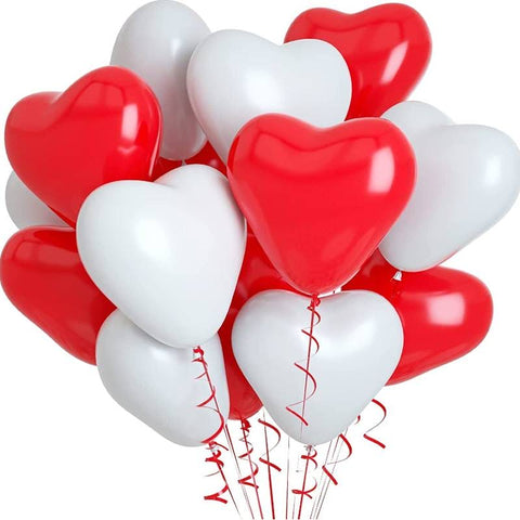 Balloons Plain Large Party Red & White Heart ( 20 Pack)