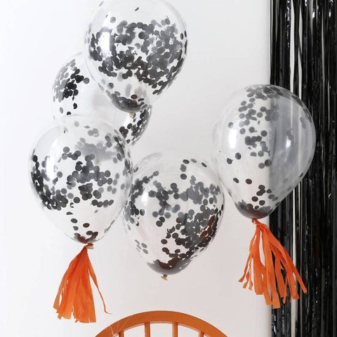 Balloons Confetti Black Pack of 5