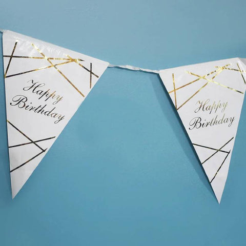 Flags ( Bunting )  Golden Lines Happy Birthday Pack of 10
