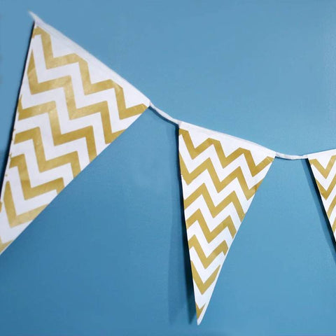 Flags ( Bunting )  Golden Zig Zag Pack of 10