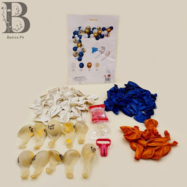 Balloons Bunch metallic + Golden Confetti + Garland Tape + Glue Dot Blue