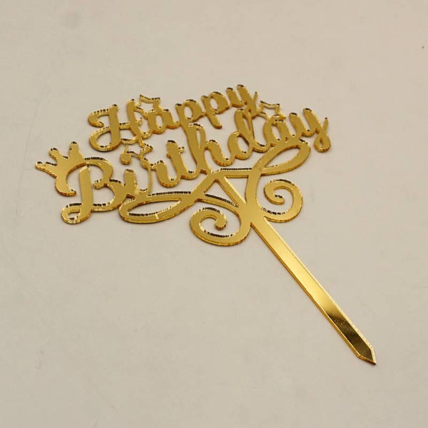 Cake Topper Acrylic Golden HBD Crown 3 Stars