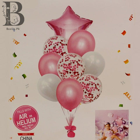 Balloons Confetti + Foil Pink Pack of 9