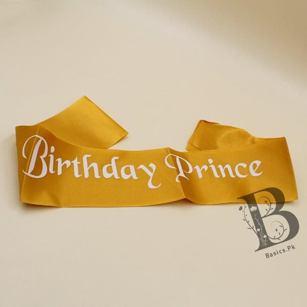 Sash Birthday Prince White On Golden - Basics.Pk