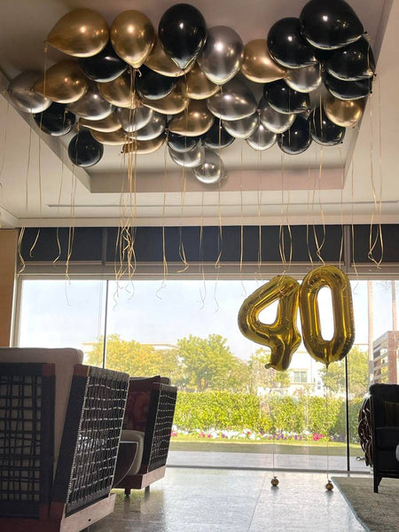 Balloon Bunch -  Metallic Silver & Golden + Black Latex