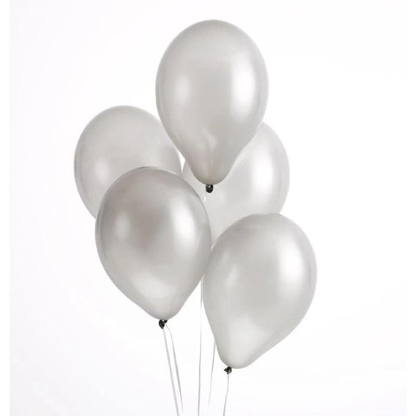 Balloons Plain Party Balloons Silver (Single) - Basics.Pk