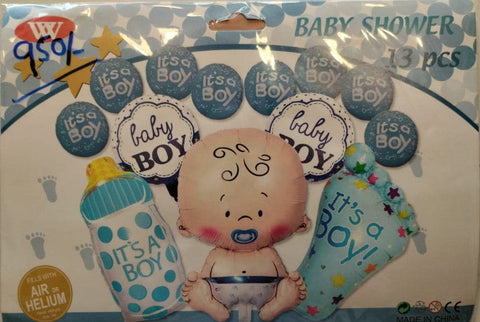 Balloons Foil A New Baby Boy Pack of 13