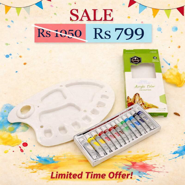 Art Pack of 13 Acrylic Paint (12ml) + Palette
