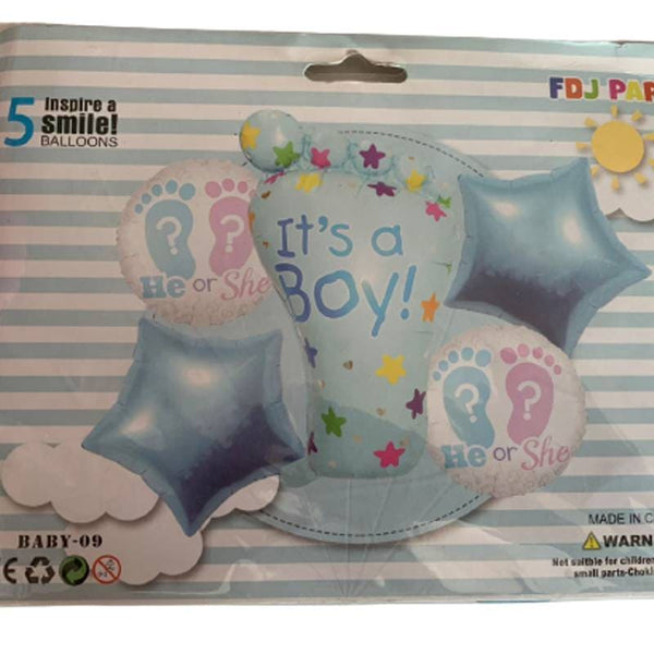 Balloons Foil Baby Boy Foot Pack of 5 ( Large) –