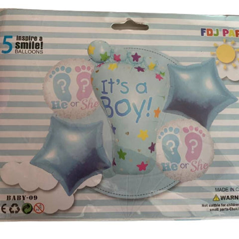 Balloons Foil Baby Boy Foot Pack of 5 ( Large)