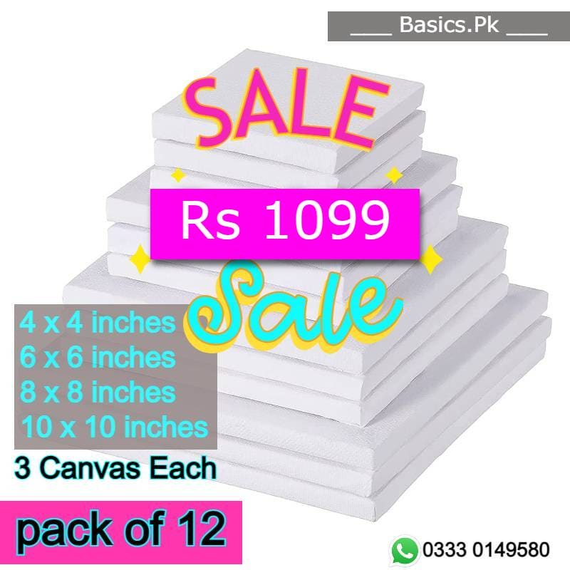100% Cotton Cloth Canvas Deal Pack of 12 ( 4, 6, 8, 10 square inches )