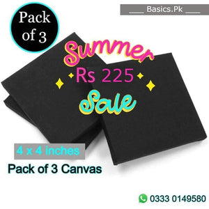 100% Cotton Cloth Canvas Deal BLACK Pack of 3 ( 4x4 inches )