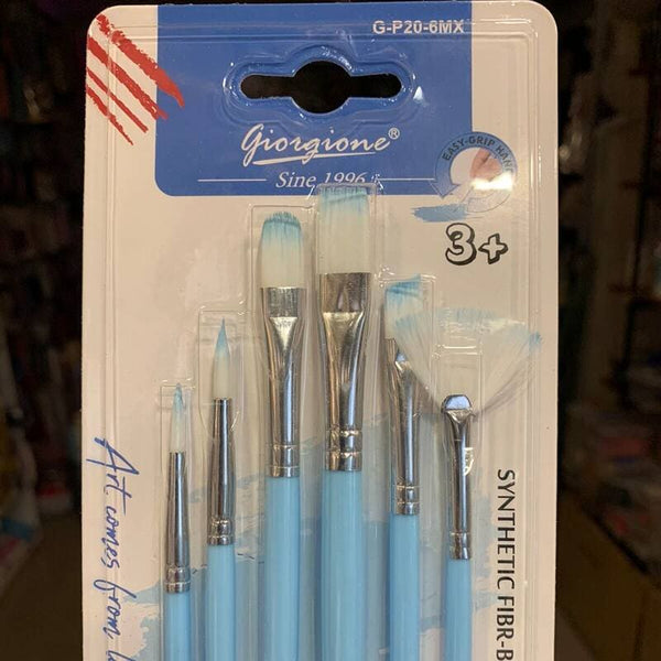 Giorgione Artist Brushes with Fan Brush Pack of 6 - Blue
