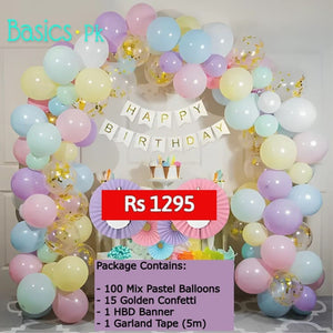 Balloon Bunch (117)- Pastel Balloon + Confetti Balloon + Banner + Garland Tape