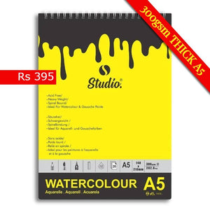 Studio Sketch Book 300gsm THICK A5 for Water Color, Acrylic Paints and Oil paints