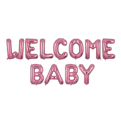 Balloons Foil "WELCOME BABY" Pink