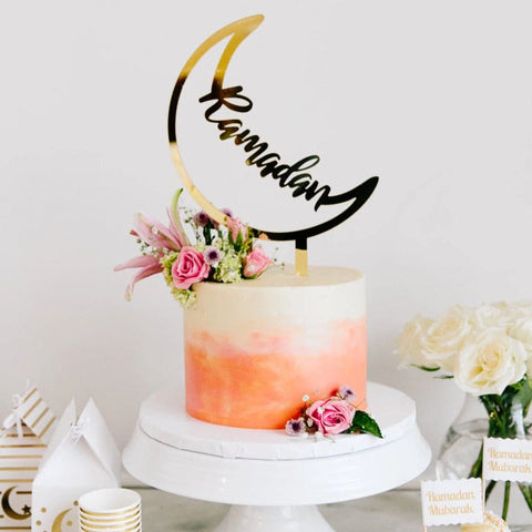 Cake Topper Ramazan Crescent Shape Golden