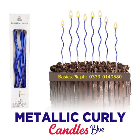 Candle Twisted Curly Blue (6 Pack)