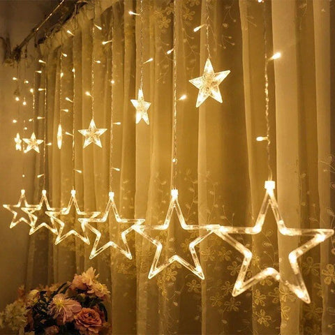Lights - EID Lights Warm Large Stars + Small Stars Lights ( 10 x 10 feet )