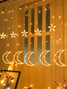 Lights - EID Lights Warm Large Moon Lights + Small Star Lights ( 10 x 10 feet )