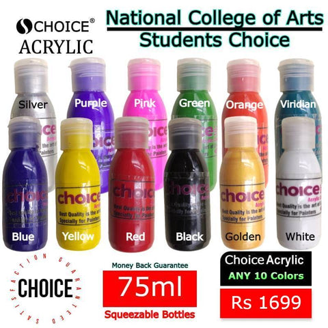 CHOICE 75ml Acrylic Paints Deal - Pack of 10