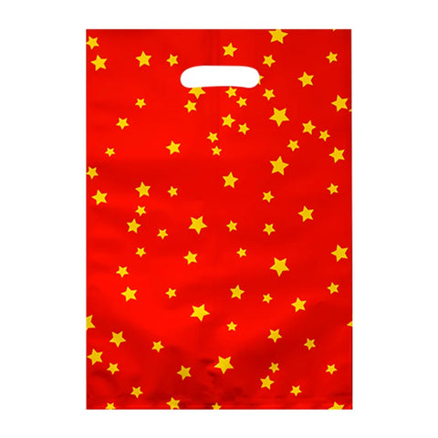 Goody Bag Foil Red with Golden Stars  (Red-Golden)