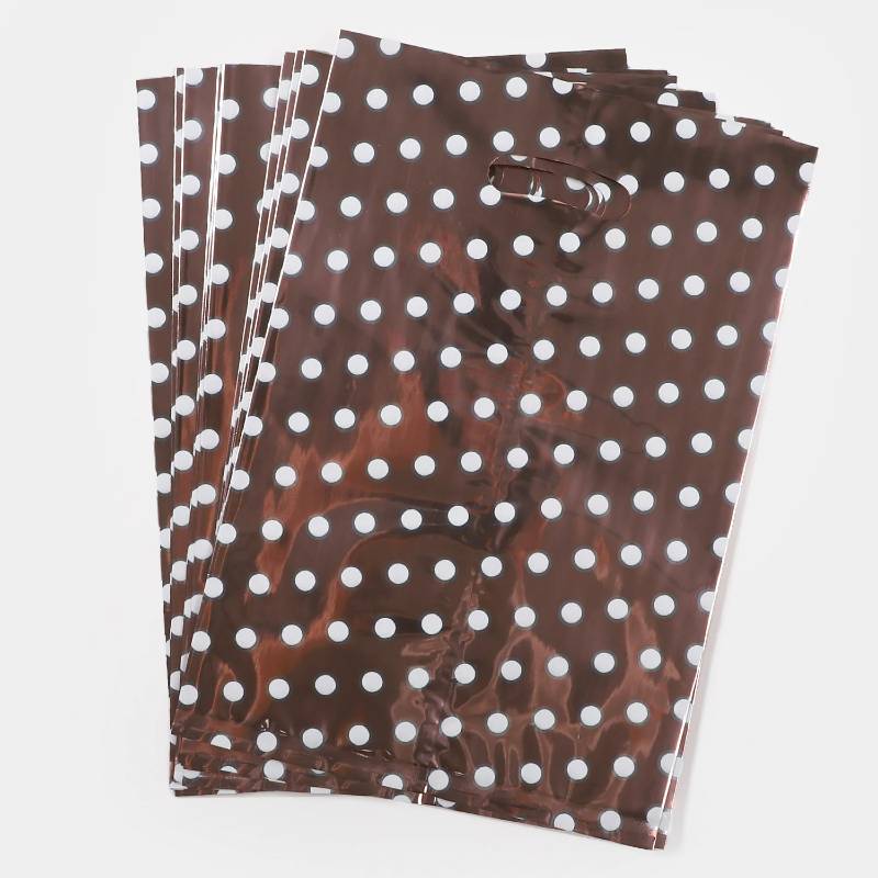 Goody Bag Foil Dots Rose with White Dots