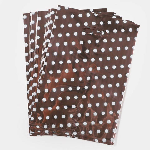 Goody Bag Foil Dots Rose with White Dots