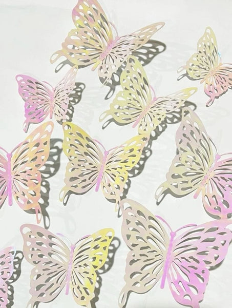 Decoration Hanging Butterfly WHITE Raibow (Pack of 12)