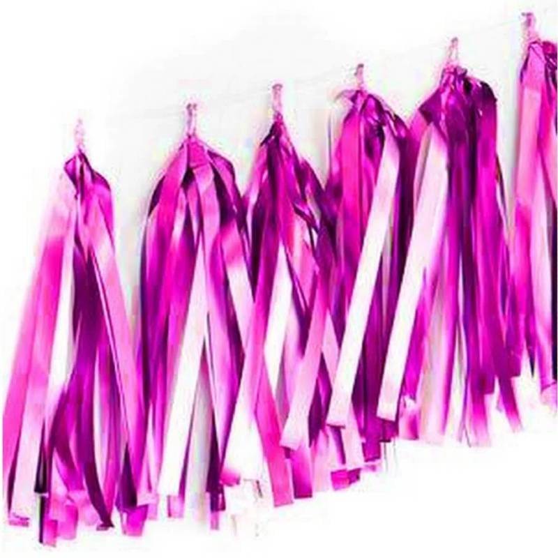 Tassels Magenta Pink Foil Decoration (Pack of 5)