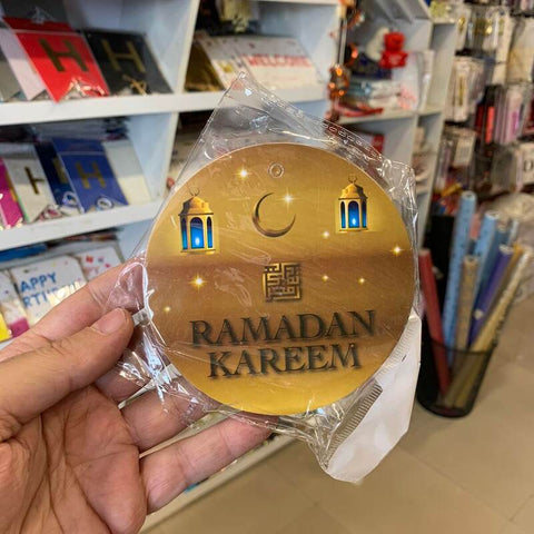 Ramazan Kareem Hangings Circle - Golden ( 10 Pcs large 6 inches )