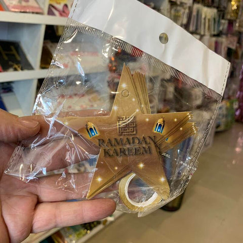 Ramazan Kareem Hangings Star - Golden ( 10 Pcs large 6 inches )