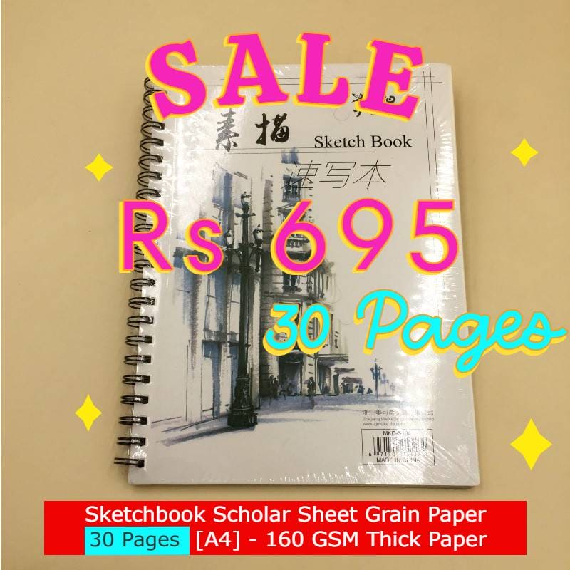 White Sketch Book Scholar Sheet Grain Paper 30 PAGES [A4]