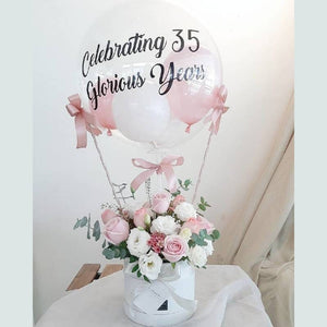 Basics Balloon Baskets (3B) -Pink/White Congratulations Custom Writing
