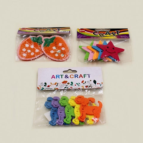 Art-N Craft Cloth Stickers Strawberry + Dog + Stars Theme (No.309)