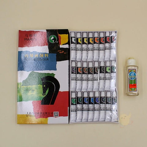 Art Pack MARIES 24 Acrylic Paints  + Turpentine Oil - Basics.Pk