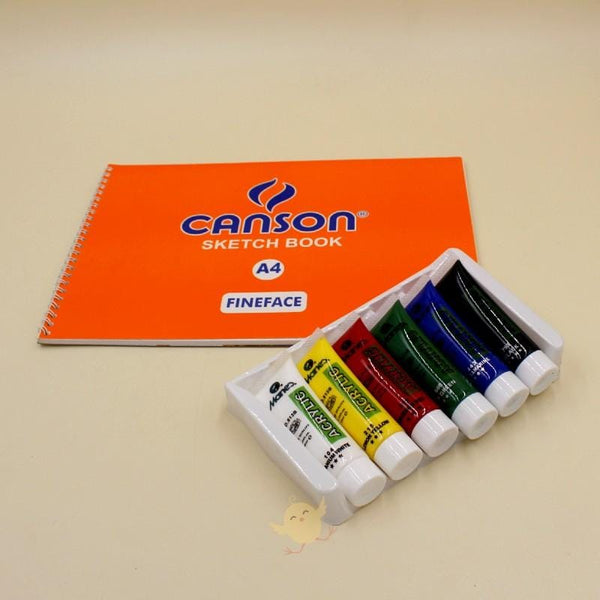 Art Pack MARIES 6 Acrylic Paints + CANSON Sketch Book (A4) - Basics.Pk