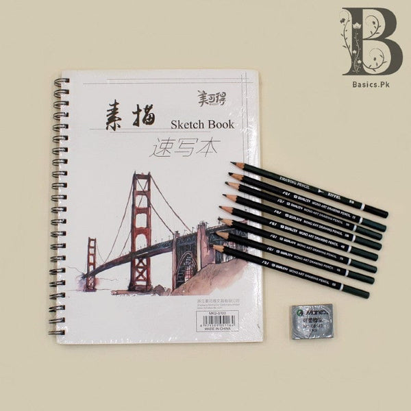 Sketching Art Pack Sketch Book + Any 3 Quality Mono Art Pencils + Marie's Kneaded Eraser
