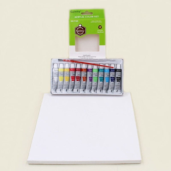 Art Pack of 13 Acrylic Paint (12ml) + 8x8" Canvas