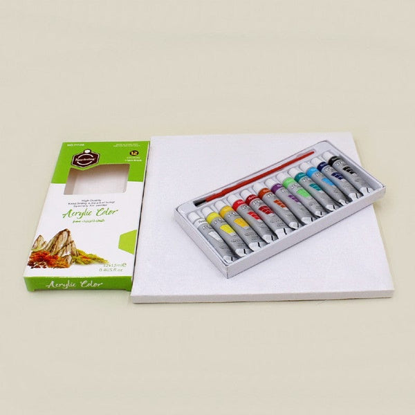 Art Pack of 13 Acrylic Paint (12ml) + 8x8" Canvas