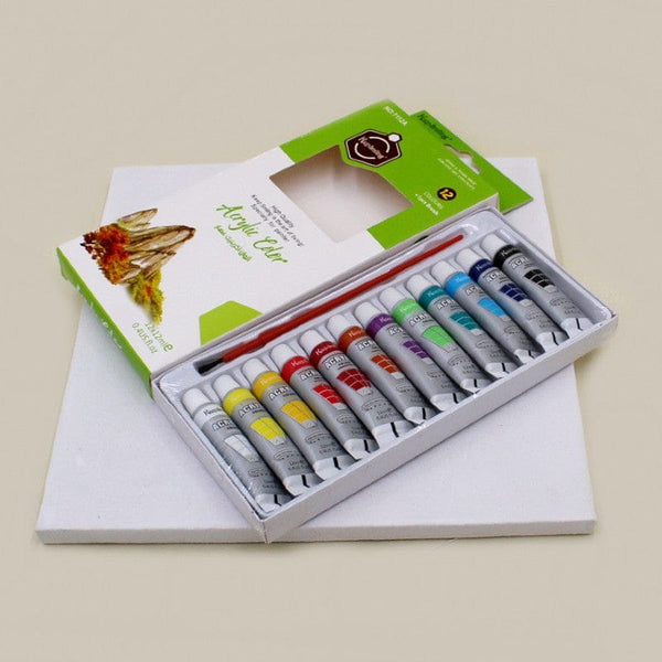 Art Pack of 13 Acrylic Paint (12ml) + 8x8" Canvas