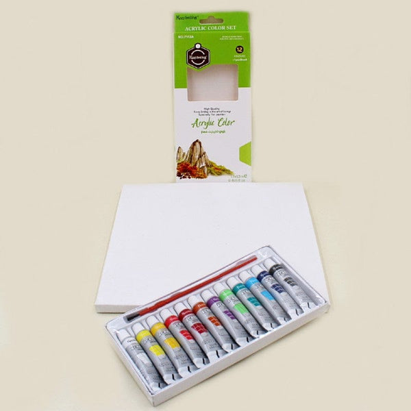 Art Pack of 13 Acrylic Paint (12ml) + 8x8" Canvas