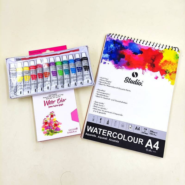 Art Pack 12 Water Color Paints + Water Color Sketchbook A4
