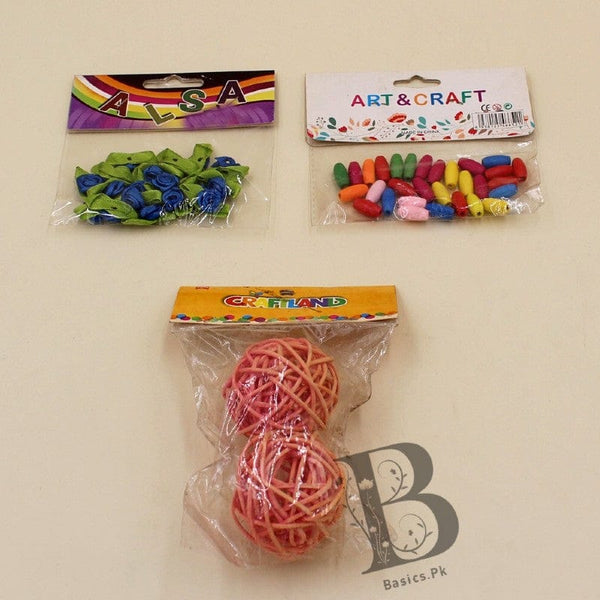 Art n Craft Flower Badge + Balls +  Capsule Beads