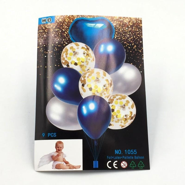 Balloons Confetti + Foil Blue Pack of 9 - Basics.Pk