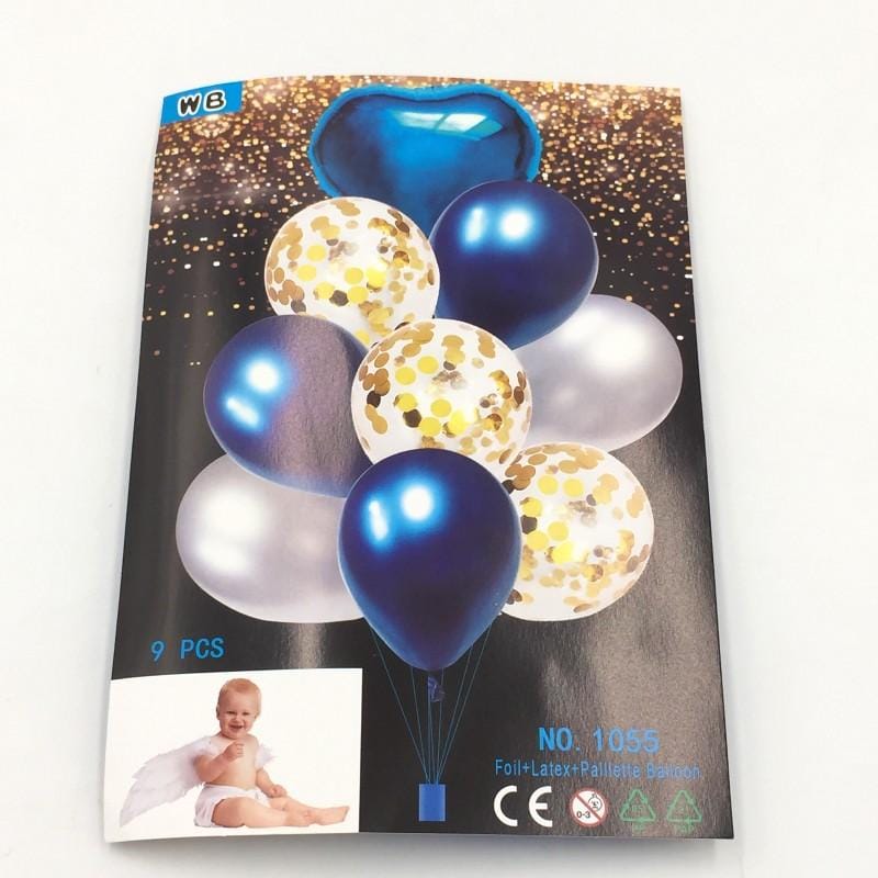 Balloons Confetti + Foil Blue Pack of 9 - Basics.Pk