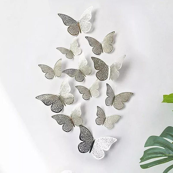 Decoration Hanging Butterfly Silver (Pack of 12)