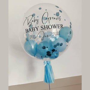 Basics Custom Balloon (BCB) - Blue Baby Shower + Custom Writing