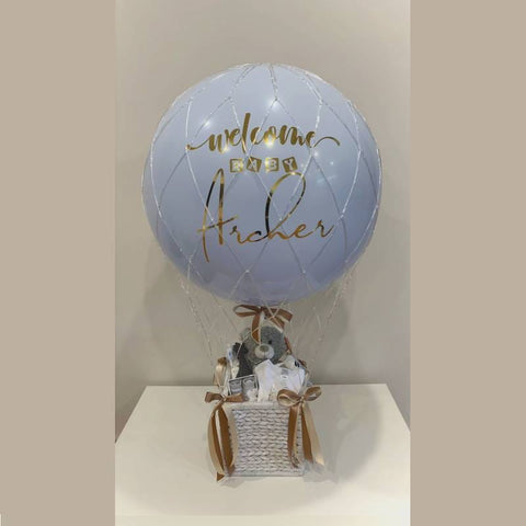 Balloon Baskets (3B)- Blue Baby Welcome + Teddy Bear(2x)+Custom Writing