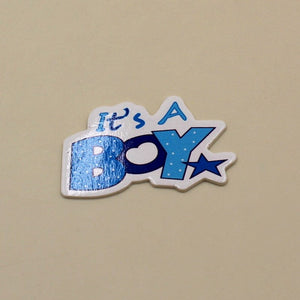 Non-Sticky Sticker Badge Baby Its a Boy Star Blue ( single sticker )